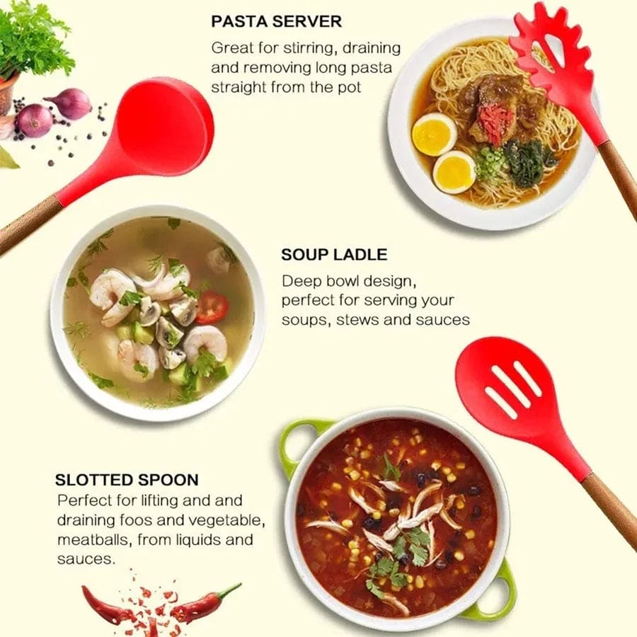 Utensilios Cocina Silicona: Set Completo 12 Piezas