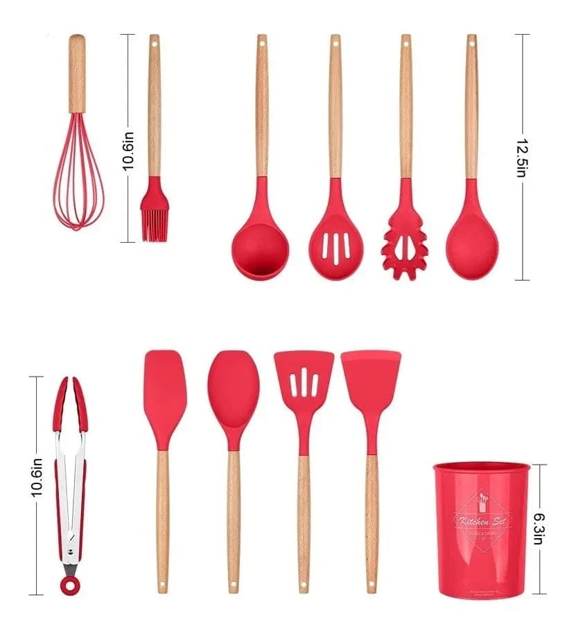 Utensilios Cocina Silicona: Set Completo 12 Piezas