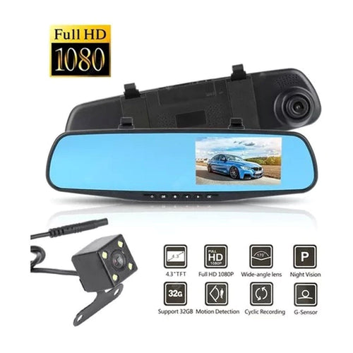 Espejo Retrovisor Doble Camara Dvr Hd